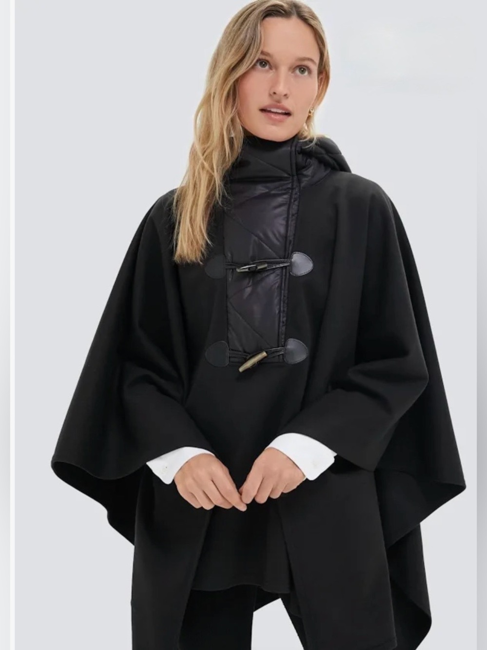 Tuckernuck Tucker Black Quilted Hooded Toggle Cape One Size